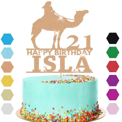 Riding Camel Cake Topper Personalised Girls Birthday Cake Decoration Any Name & Age