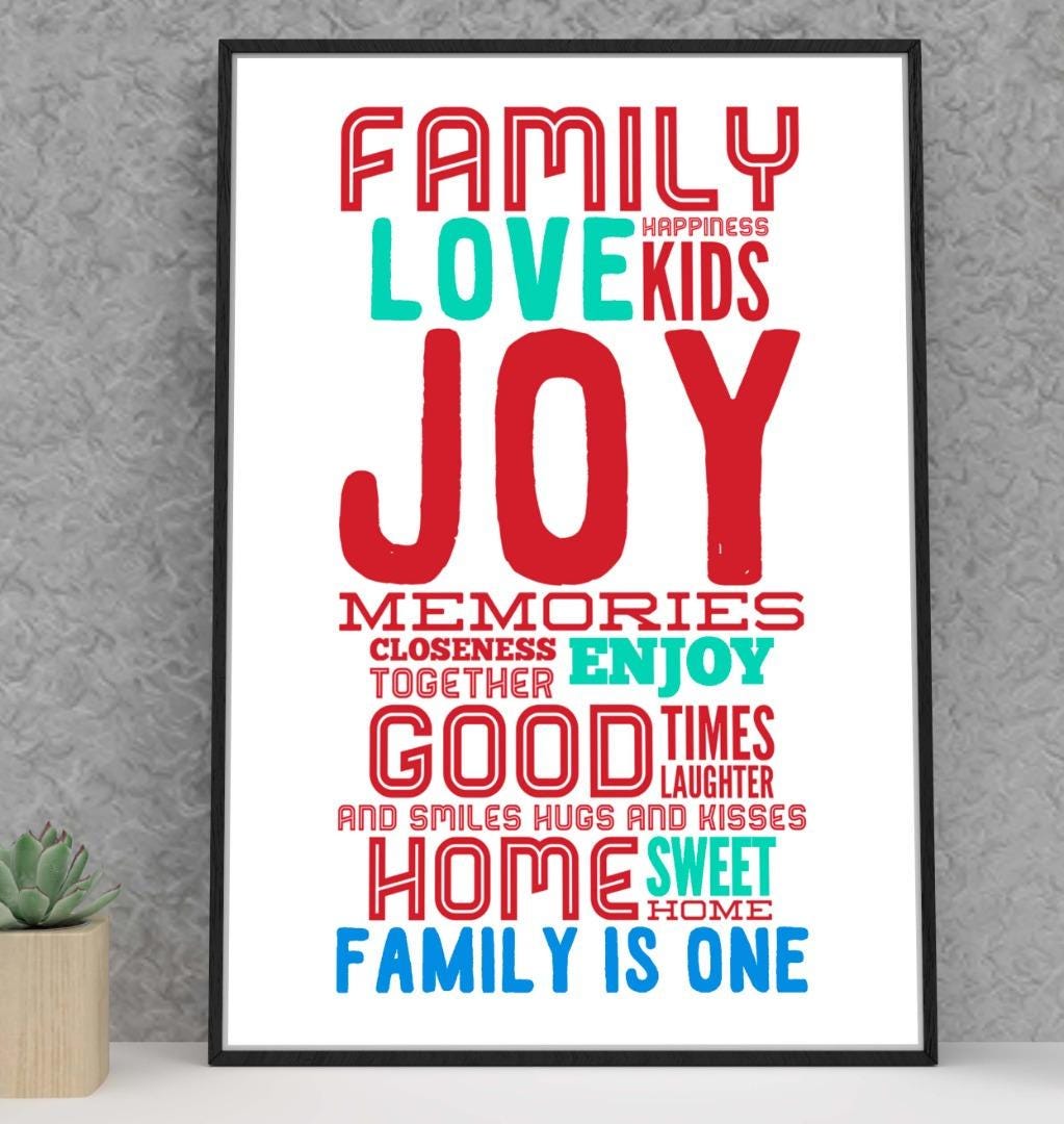 Family Motivational Inspirational Positive Thoughts Quote Poster Print Wall 32