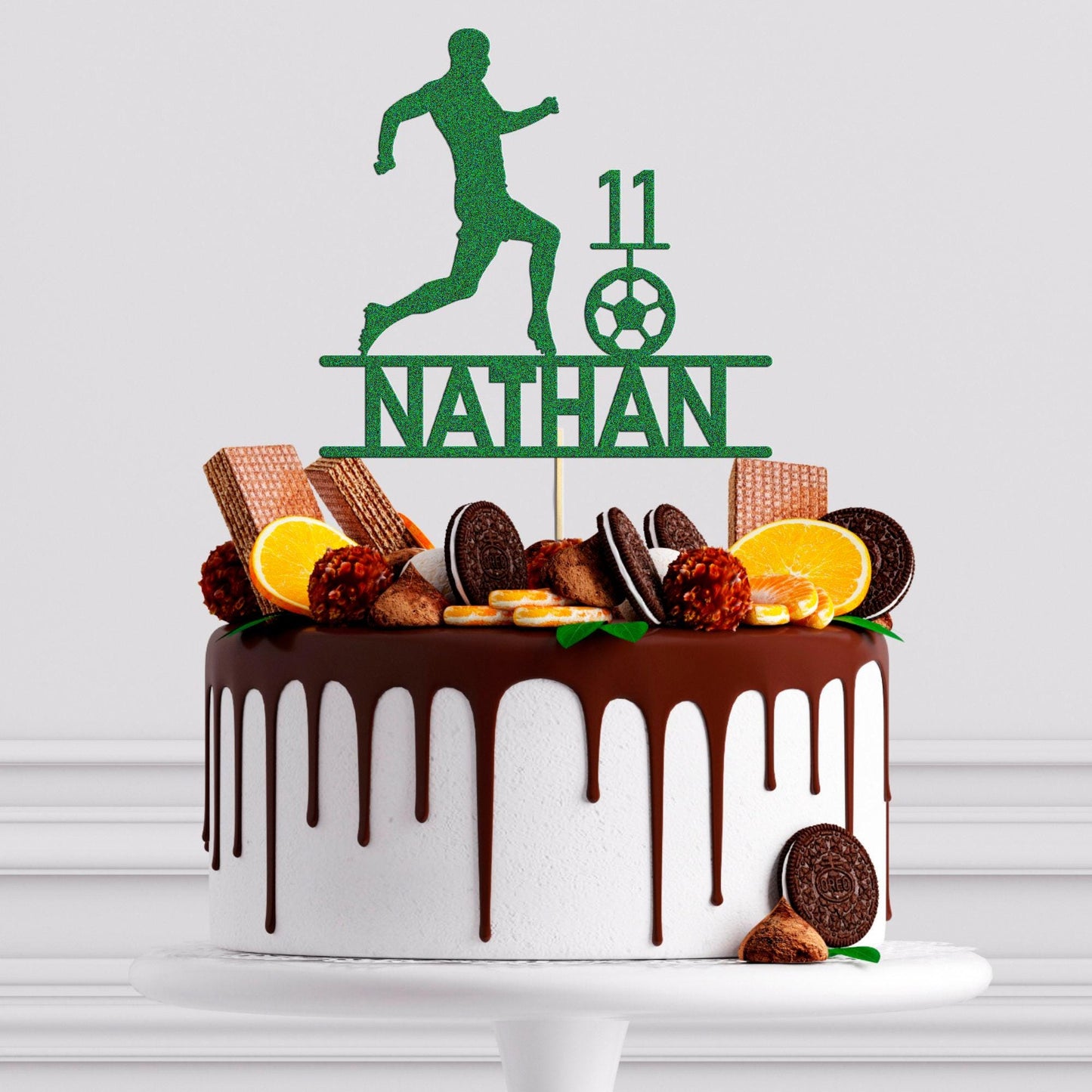 Personalised Football Cake Topper Ideal For Footballer Birthdays! Add Any Name & Age