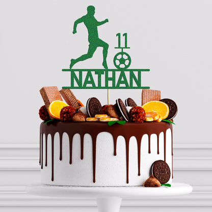 Personalised Football Cake Topper Ideal For Footballer Birthdays! Add Any Name & Age
