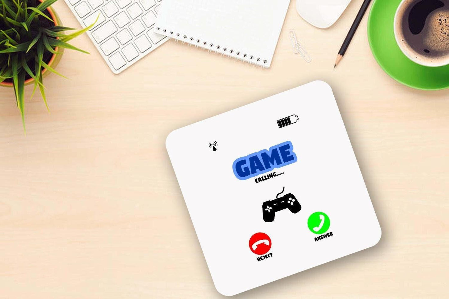 Funny Gamer Mug & Coaster Set: Game Calling Novelty Gift