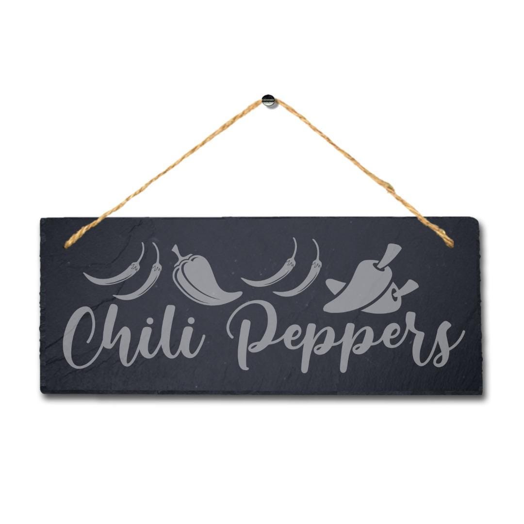 Chili Pepper Engraved Hanging Slate Vegetable Patch Garden Allotment Plaque Sign