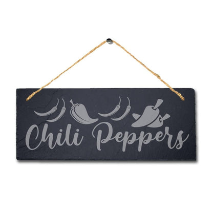 Chili Pepper Engraved Hanging Slate Vegetable Patch Garden Allotment Plaque Sign