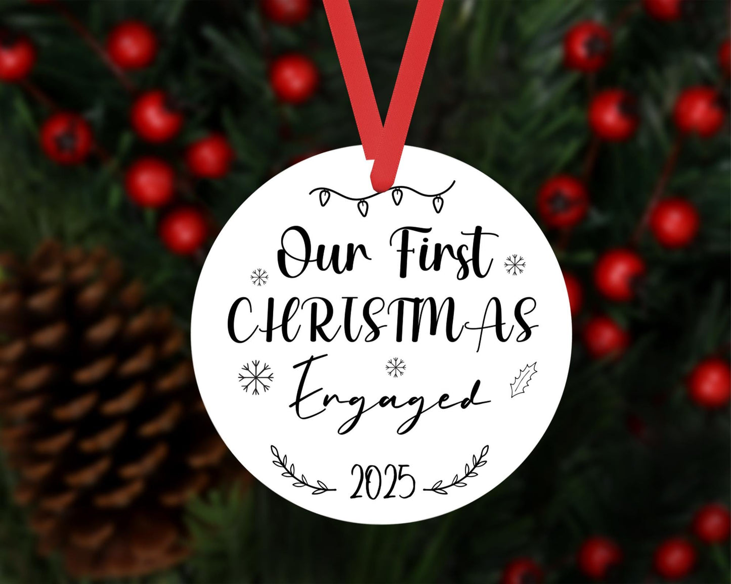Our First Christmas As Engaged Bauble 1st Xmas Ceramic Ornament Keepsake Gift