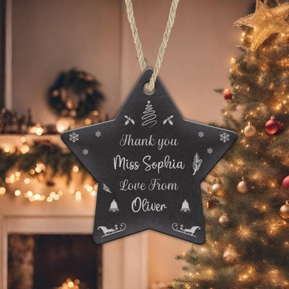 Personalised Thank You Teacher Christmas Ornament Star Hanging Tree Decor Xmas Keepsake Gift