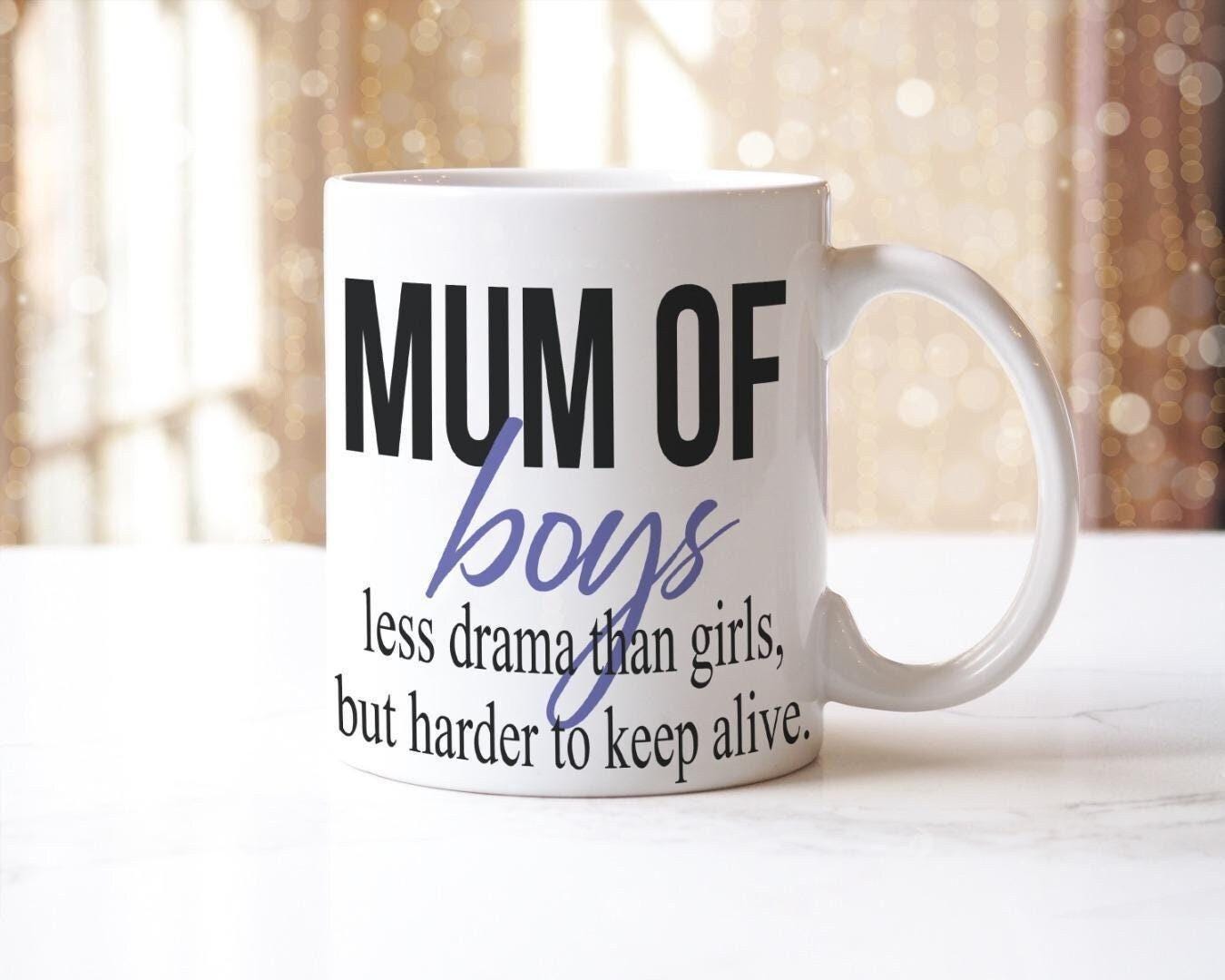 Mum Of Boys Mug & Coaster Set Mothers Day Mummy Birthday Christmas Coffee Gift