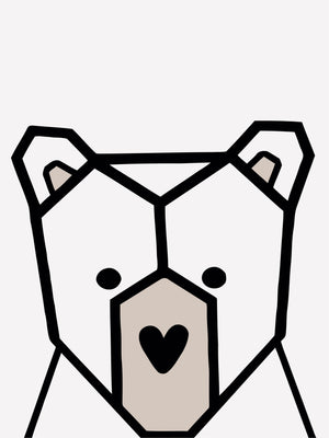 3d Cute Bear Heart Scandinavian Animal Nursery Wall Decor Art Poster Print