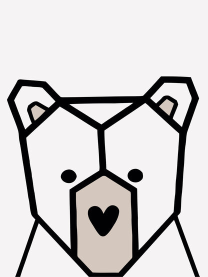 3d Cute Bear Heart Scandinavian Animal Nursery Wall Decor Art Poster Print