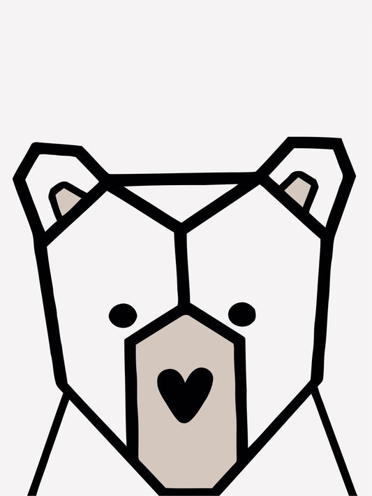 3d Cute Bear Heart Scandinavian Animal Nursery Wall Decor Art Poster Print