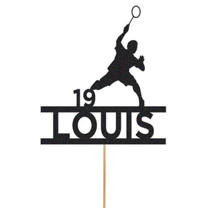 Personalised Glitter Badminton Cake Topper: Any Name & Age