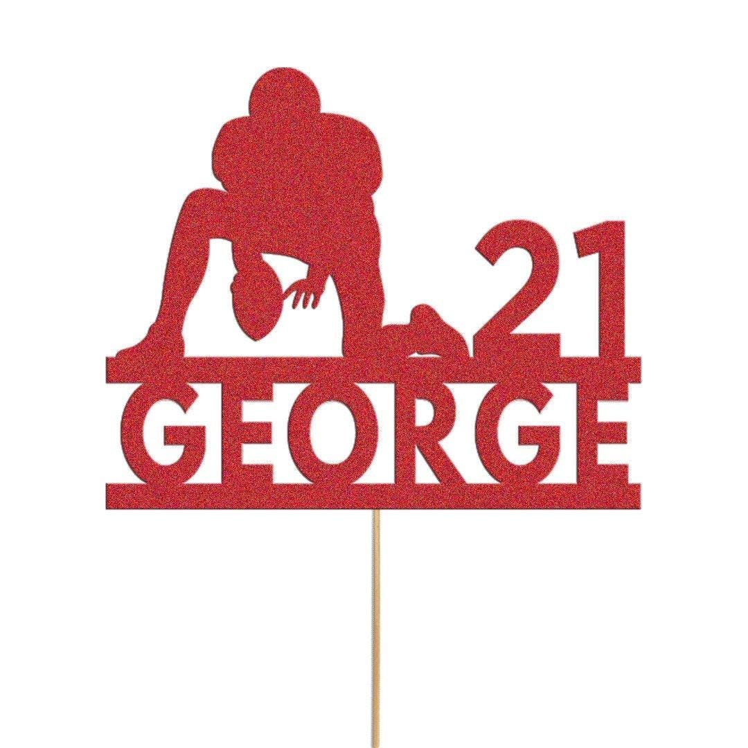 Personalised Glitter Rugby Cake Topper: Any Name & Age