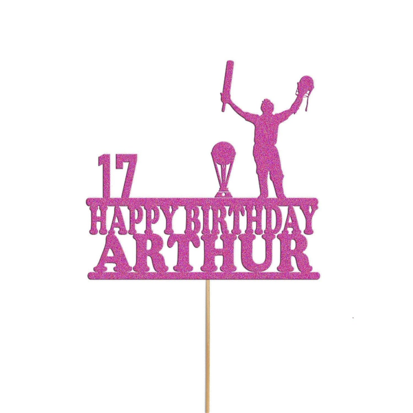 Personalised Cricket Birthday Cake Topper: Glitter Celebration Decor