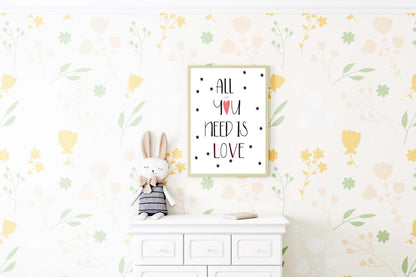 All You Need Is Love Poster: Boho Kids Nursery Wall Art Print