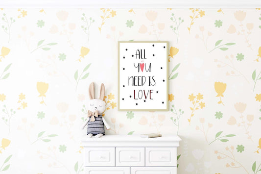 All You Need Is Love Poster: Boho Kids Nursery Wall Art Print