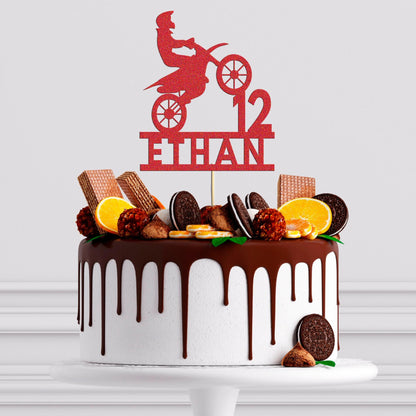 Motorbike Cake Topper Personalised Biker Birthday Cake Decoration Any Name & Age