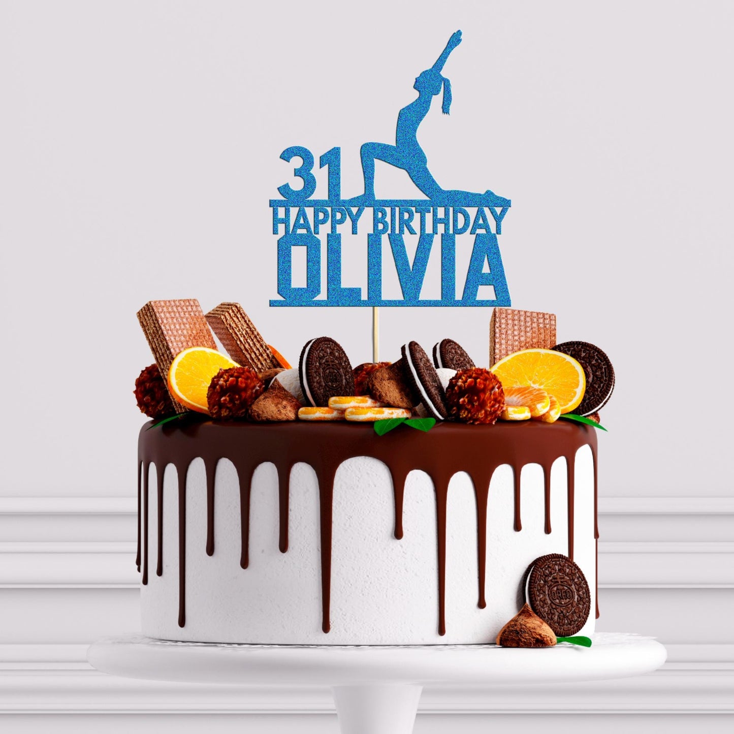 Personalized Yoga Birthday Cake Topper: Glitter Celebration Decor