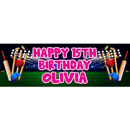 2x Personalised Cricket Birthday Banner: Batsmen Party Decoration