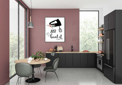 Just Beat It Kitchen Minimalist Portrait Wall Art Home Dining Decor Print Poster