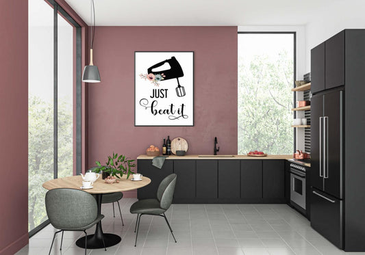 Just Beat It Kitchen Minimalist Portrait Wall Art Home Dining Decor Print Poster
