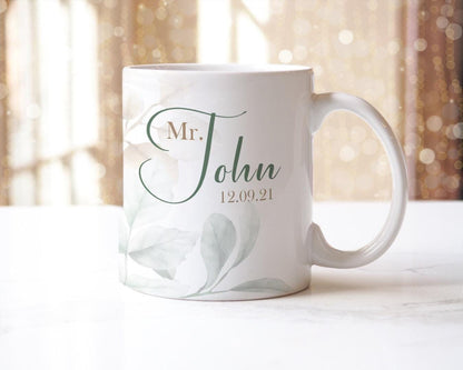 Personalised Couple Mr. And Mrs. Mug Set  Gift For Wedding Custom Name Date Coffeemugforcouples