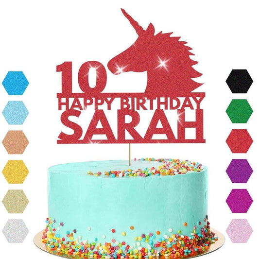 Unicorn Head Cake Topper Personalised Party Birthday Cake Decoration Any Name & Age