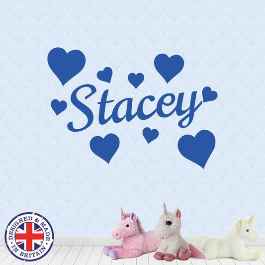 Personalised Name Custom Vinyl Sticker Hearts Wall Art Boys Girls Kids Bedroom