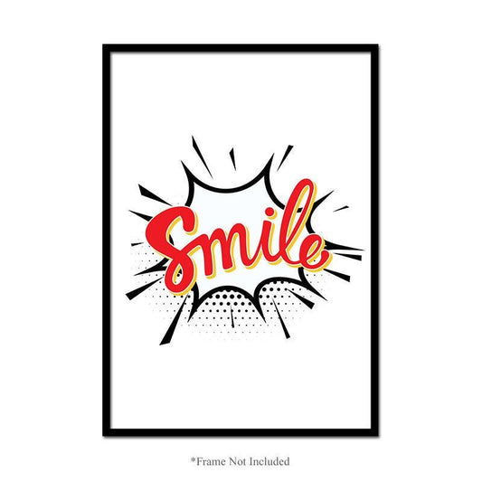 Smile Explosion Wall Poster Bedroom Comic Typography Art Nursery Print Decor