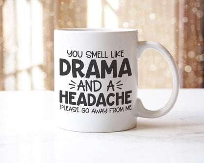 You Smell Like Drama Mug Coaster Gift Set Teacher Tea Cup Office Workspace Funny Receptionist Helpdesk Coffee Mug Set