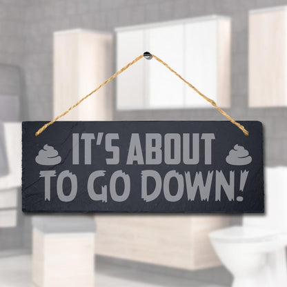 Wc Hanging Slate Sign Engraved Plaque Funny Toilet Restroom Washroom Home Gift