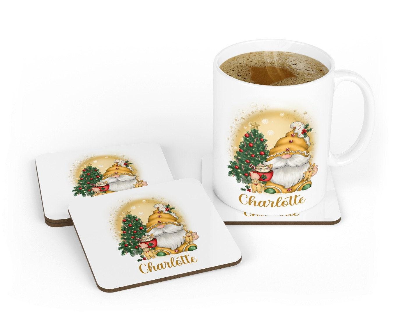 Personalised Gingerbread Gonk Mug and Coaster Set, Christmas Gift