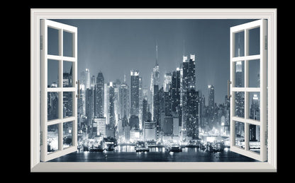 NYC Skyline 3D Window View Wall Sticker: Empire State Vinyl Mural