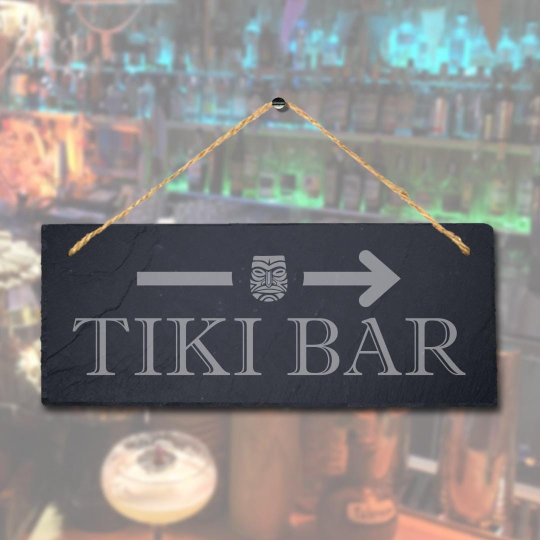 Tiki Bar Laser Engraved Hanging Slate Restaurant Club Bar Pub Decor Plaque Sign
