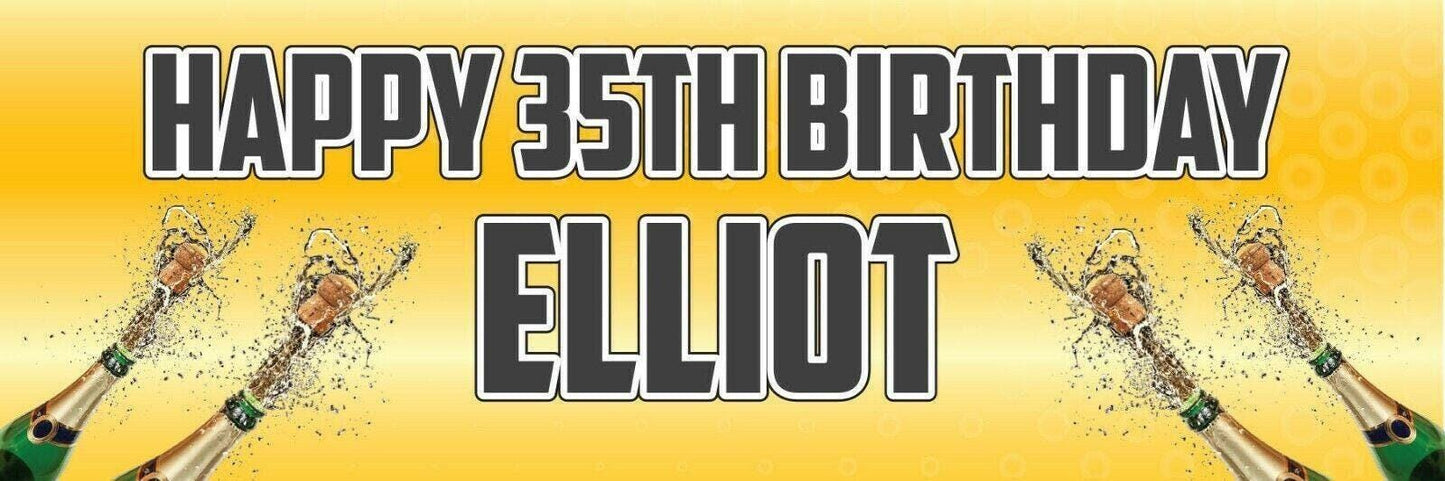 Personalised Champagne Birthday Banner: Adult Celebration Decor