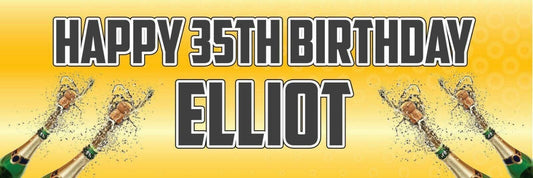 Personalised Champagne Birthday Banner: Adult Celebration Decor