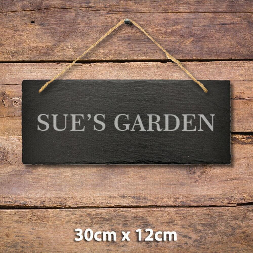 Personalised Name Engraved Slate Hanging Sign Garden Shed Door Kennel Dog House