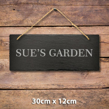 Personalised Name Engraved Slate Hanging Sign Garden Shed Door Kennel Dog House