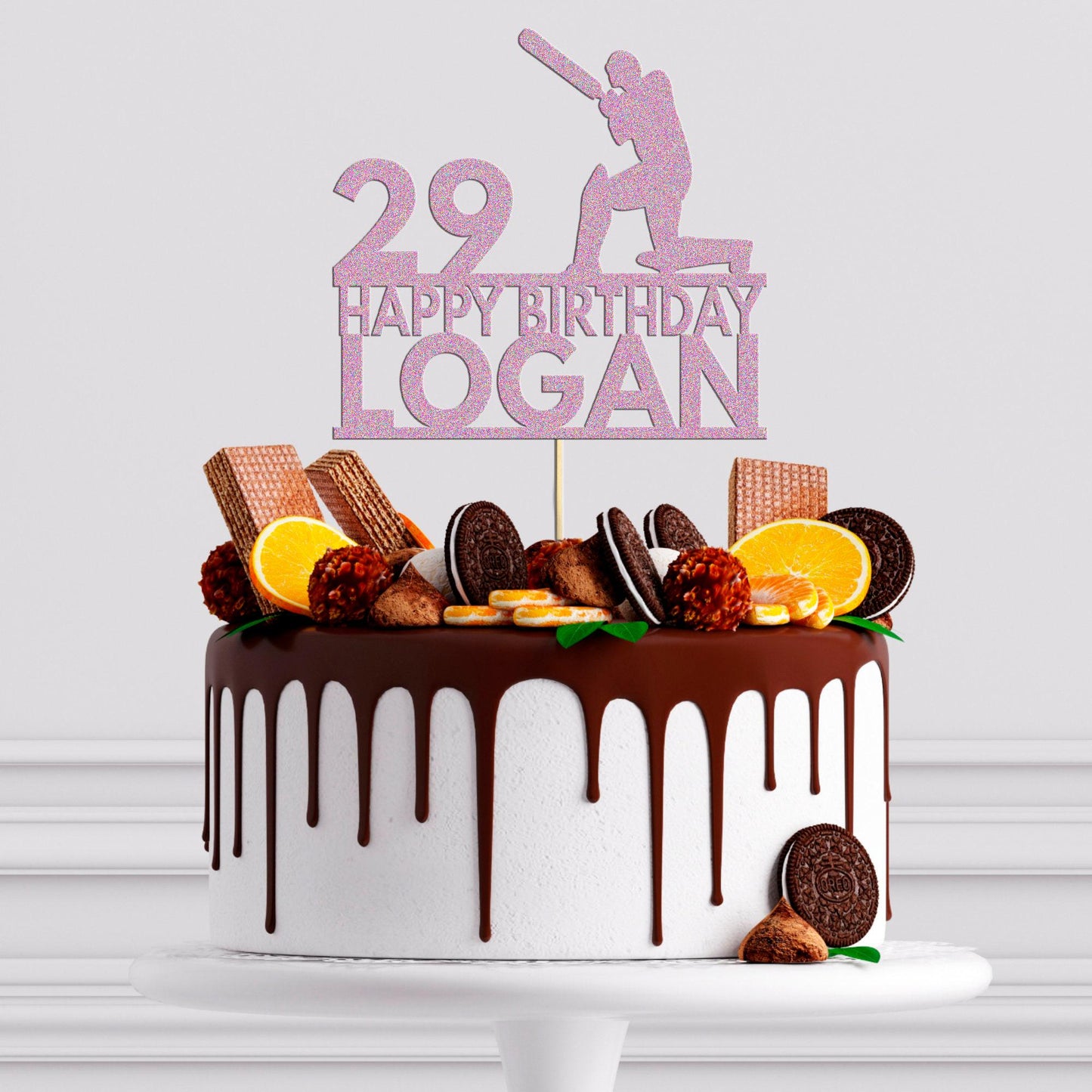 Cricket Cake Topper Personalised Birthday Celebration Any Name & Age