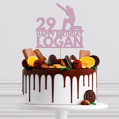 Cricket Cake Topper Personalised Birthday Celebration Any Name & Age