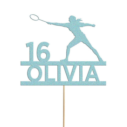 Personalised Glitter Tennis Cake Topper: Any Name & Age