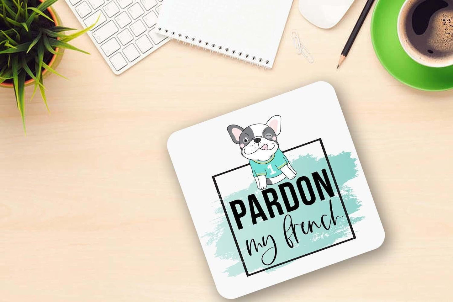French Bulldog Mug & Coaster Set: 'Pardon My French' Pet Gift
