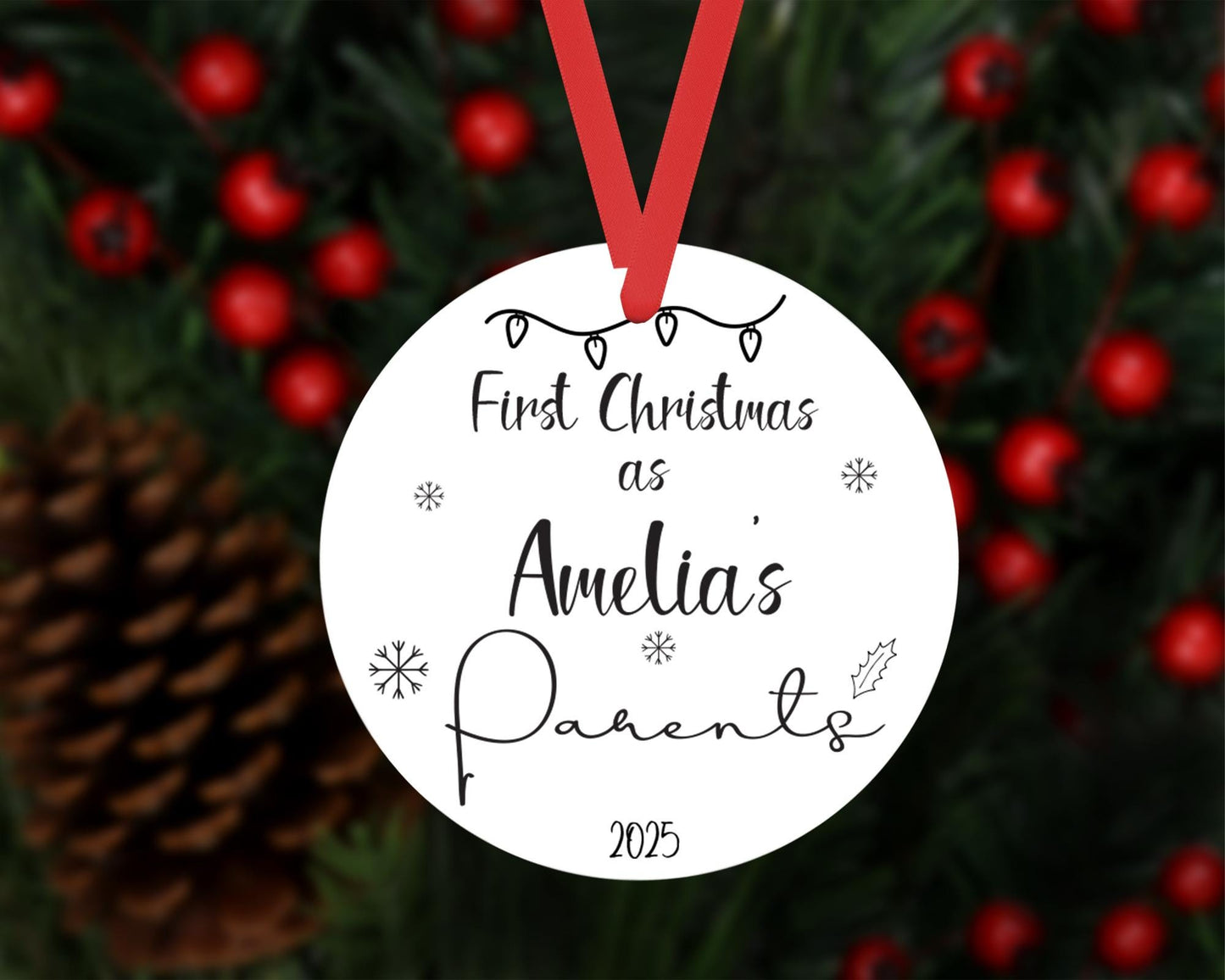 First Christmas As Baby Parents Bauble Xmas Personalised Ceramic Ornament Gift