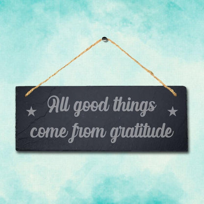 Gratitude Hanging Slate Sign Laser Engraved Plaque Kindness Thankful Home Gift