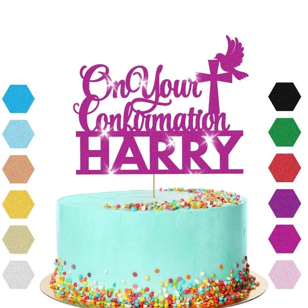 Personalised On Your Confirmation Dove Cake Topper Congratulation Birthday Cake Any Name