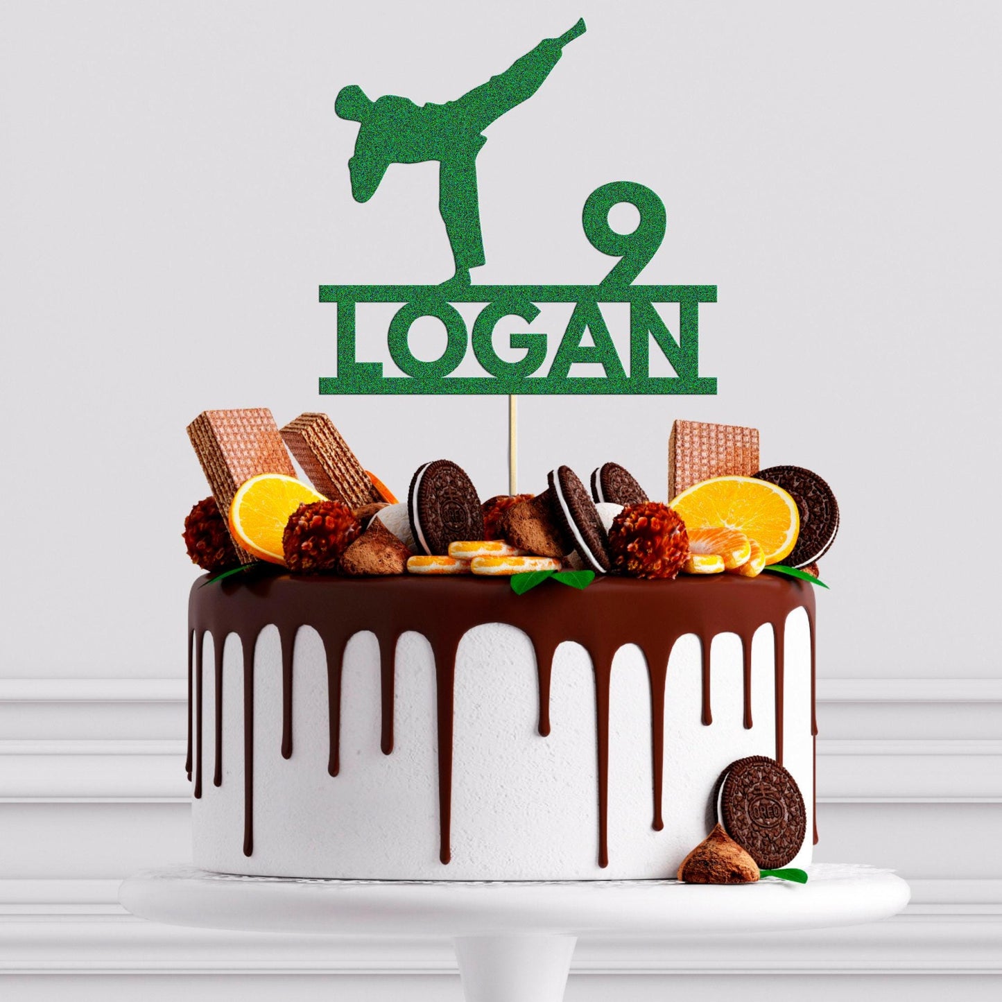 Personalised Glitter Karate Cake Topper: Martial Arts Birthday Decoration