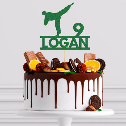 Personalised Glitter Karate Cake Topper: Martial Arts Birthday Decoration
