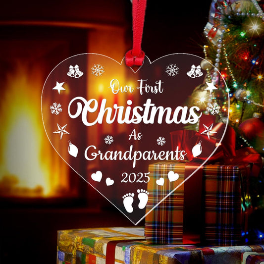 Personalised Grandparents First Christmas Bauble: Acrylic Keepsake Gift