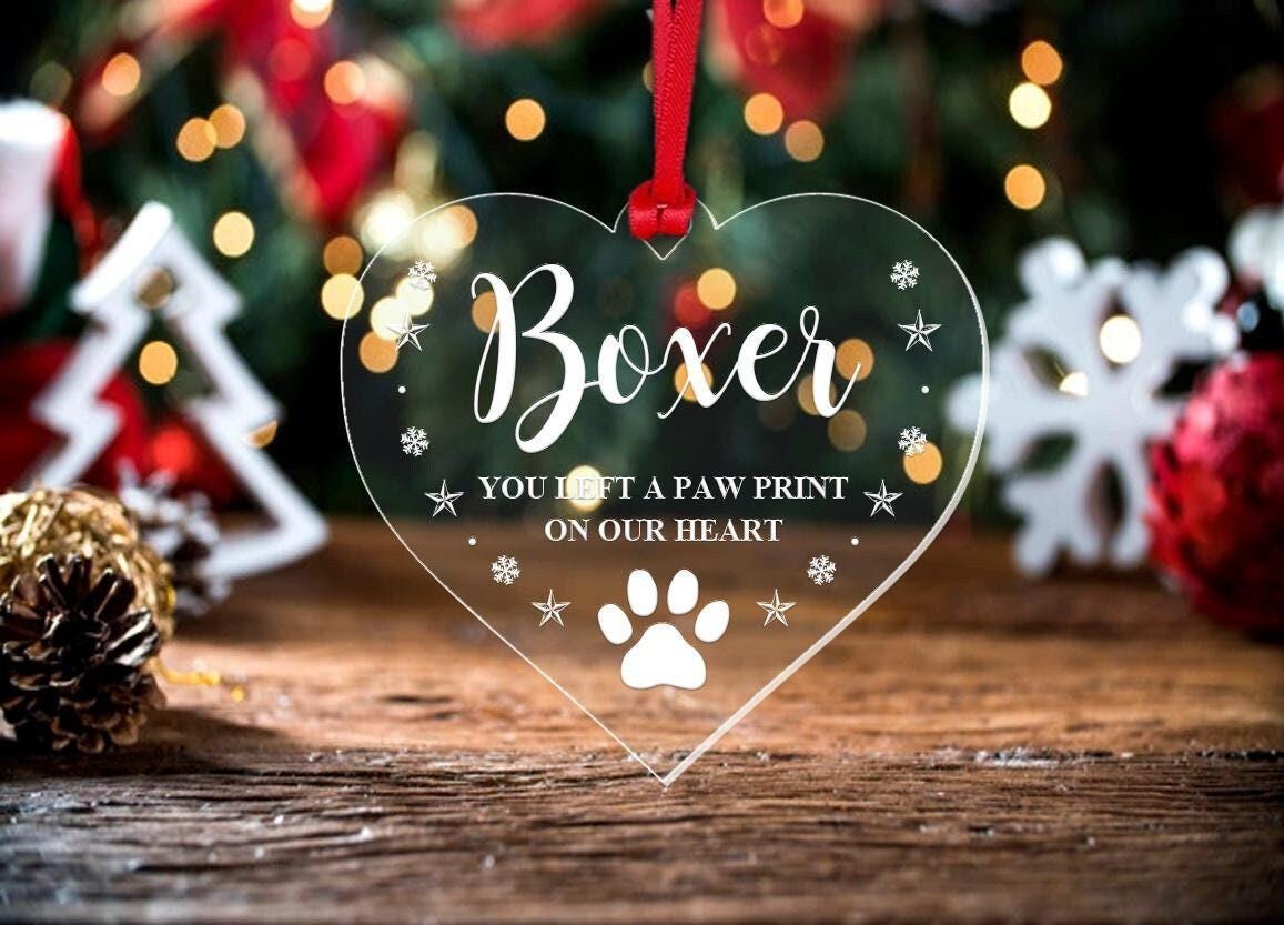 Personalised Pet Memory Christmas Bauble Dog Memorial Xmas Heart Keepsake Gift