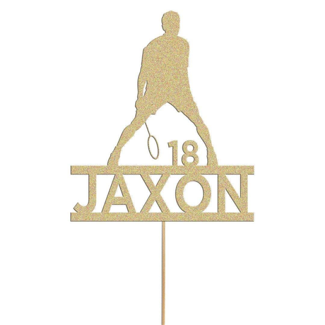 Personalised Badminton Cake Topper: Glitter Decoration With Custom  name & age
