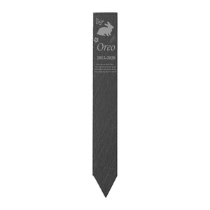 Personalised Rabbit Memorial Slate Garden Marker Plant Label: Engraved Name Dates & Years