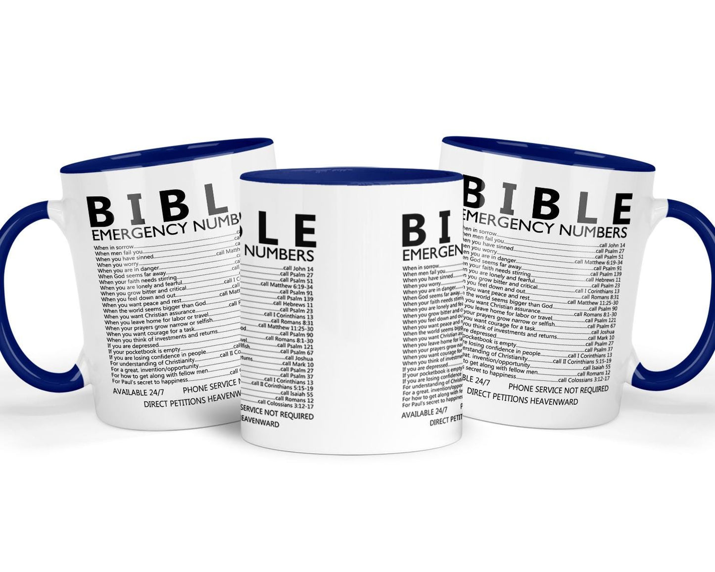 Bible Verse Mug & Coaster Gift Set: Christian Emergency Numbers